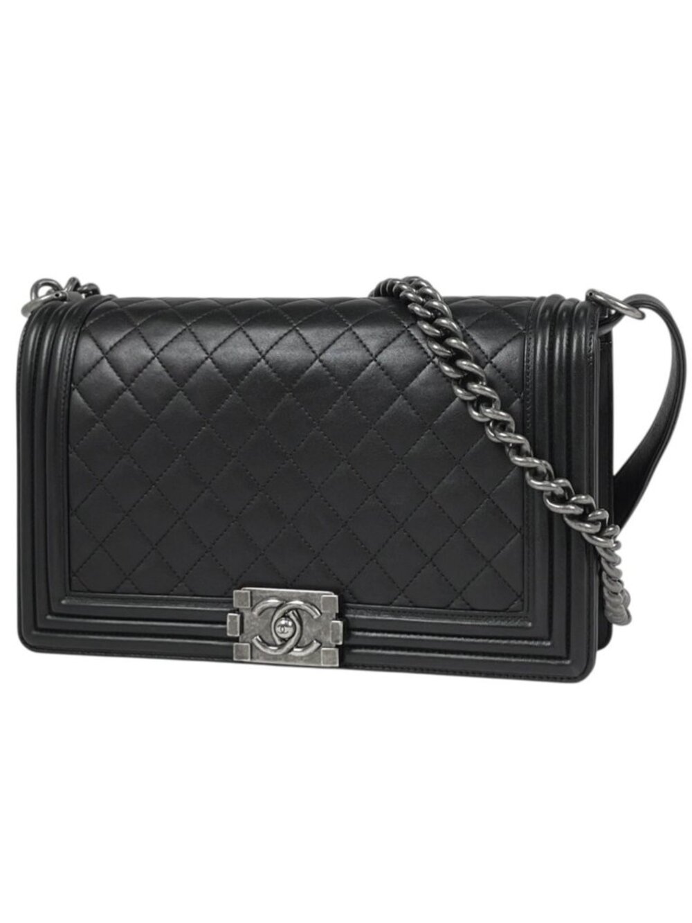 Chanel Shoulder Bag Boy Leather Black